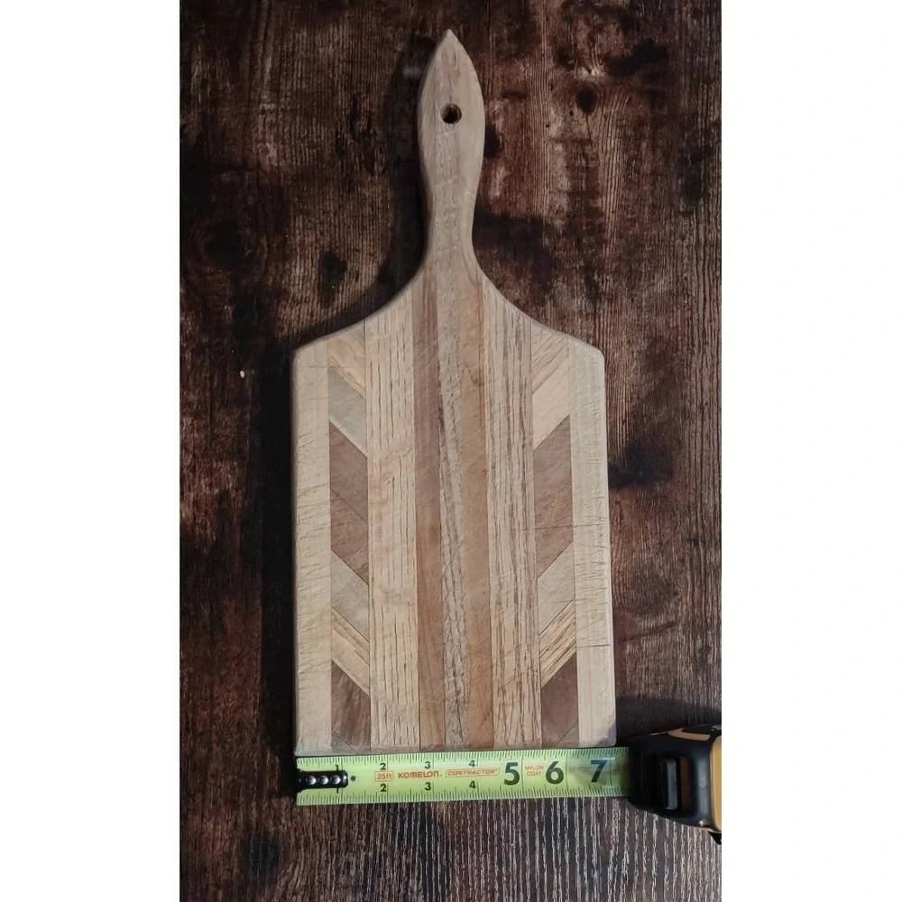 Artisan Handmade Chevron Charcuterie Board - 7x15 Walnut & Maple Inlay  1